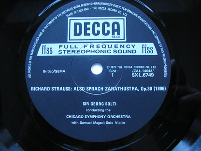 STRAUSS: DON JUAN / ALSO SPRACH ZARATHUSTRA / TILL EULENSPIEGEL      SOLTI / CHICAGO SYMPHONY     SXL 6749