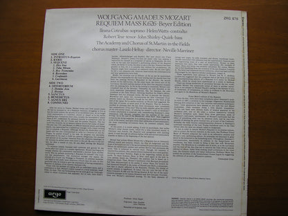 MOZART: REQUIEM     SOLOISTS / ACADEMY OF ST MARTIN IN THE FIELDS / MARRINER     ZRG 876