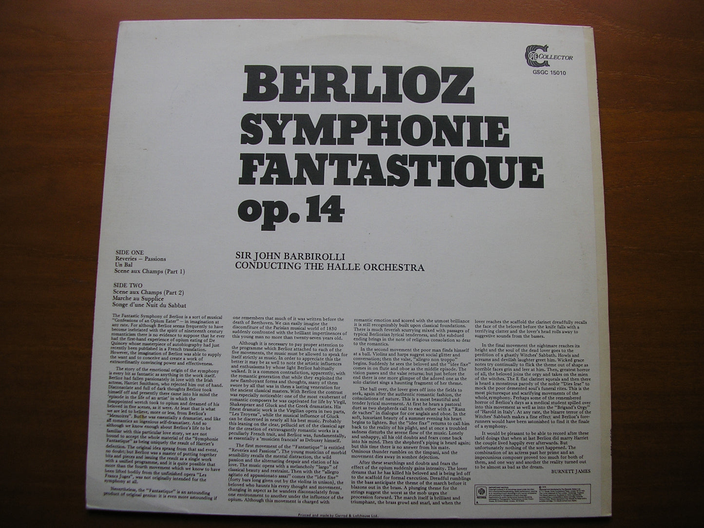 BERLIOZ: SYMPHONIE FANTASTIQUE     BARBIROLLI / HALLE ORCHESTRA     GSGC 15010