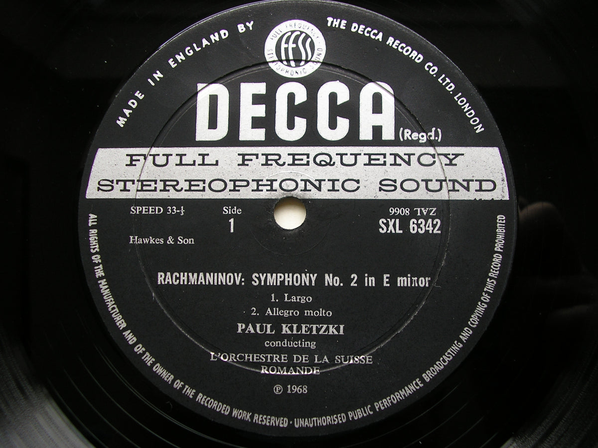 RACHMANINOV: SYMPHONY No. 2      KLETZKI / SUISSE ROMANDE       SXL 6342