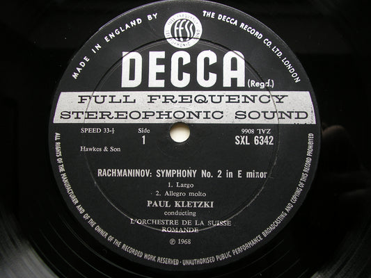 RACHMANINOV: SYMPHONY No. 2      KLETZKI / SUISSE ROMANDE       SXL 6342