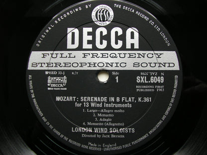 SXL 6049  MOZART: COMPLETE WIND MUSIC Volume 3     BRYMER / LONDON WIND SOLOISTS      ED1