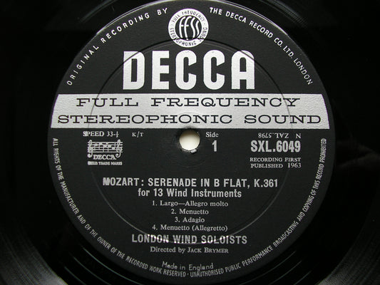 SXL 6049  MOZART: COMPLETE WIND MUSIC Volume 3     BRYMER / LONDON WIND SOLOISTS      ED1