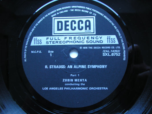 STRAUSS: AN ALPINE SYMPHONY       MEHTA / LOS ANGELES PHILHARMONIC     SXL 6752