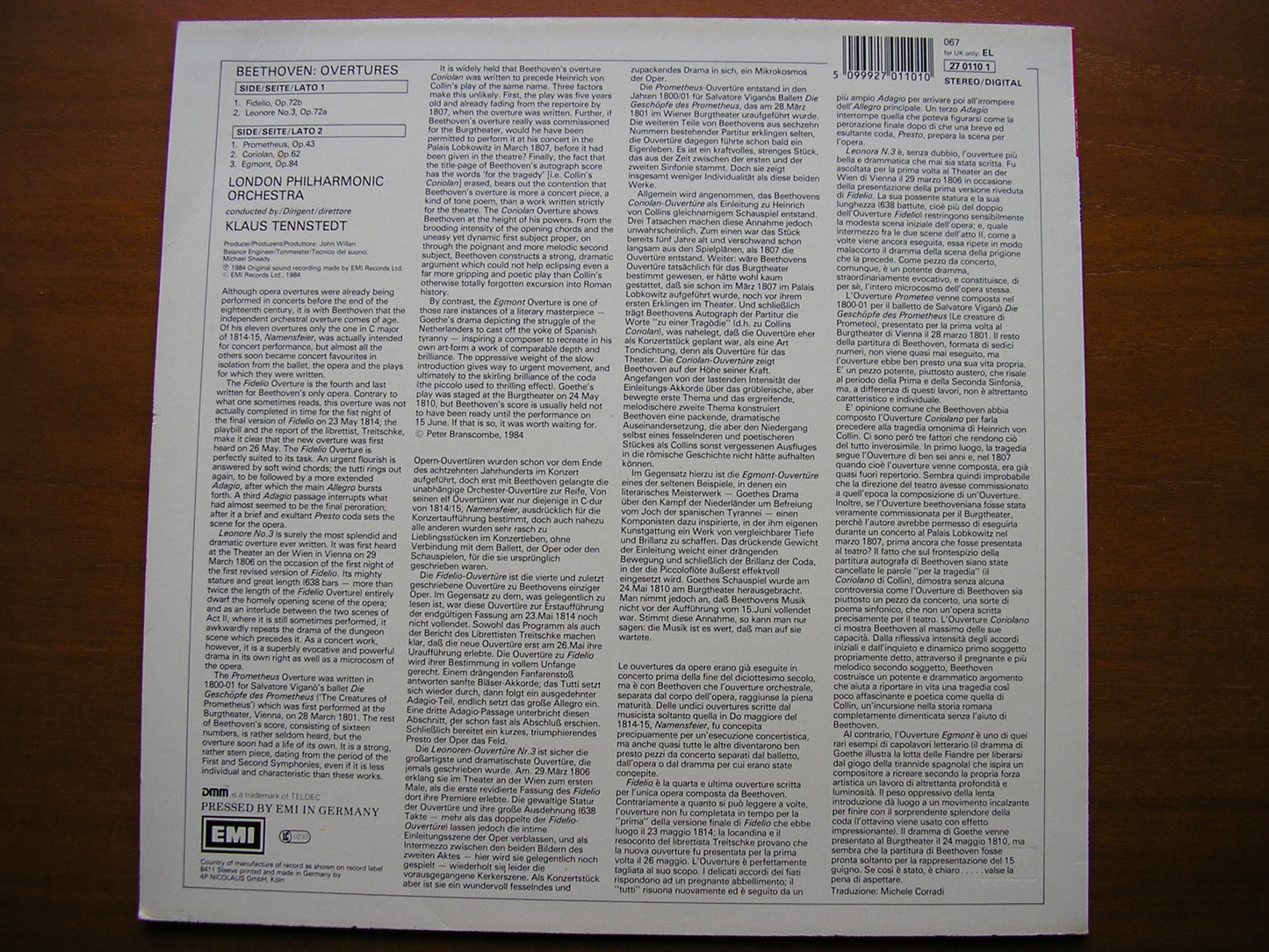 BEETHOVEN: FIVE OVERTURES     TENNSTEDT / LONDON PHILHARMONIC    27 0110