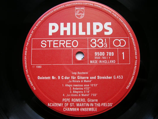 BOCCHERINI: GUITAR QUINTETS Nos. 3 & 9     ROMERO / ACADEMY OF SAINT MARTIN IN THE FIELDS       9500 789