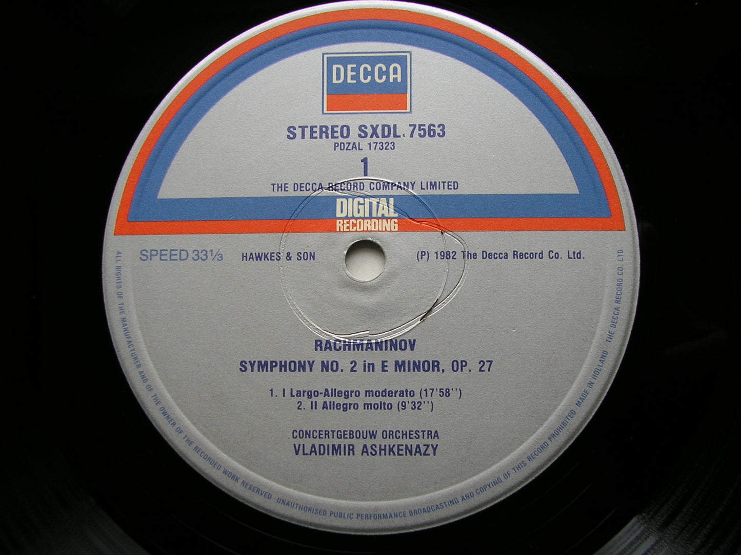 RACHMANINOV: SYMPHONY No. 2       ASHKENAZY / CONCERTGEBOUW ORCHESTRA     SXDL 7563