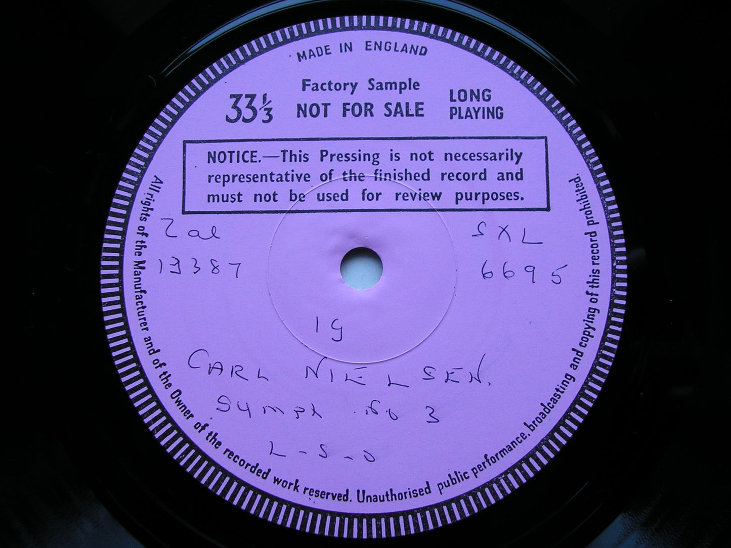 NIELSEN: SYMPHONY No. 3  Sinfonia Espansiva     HUYBRECHTS / LONDON SYMPHONY     test pressing      SXL 6695