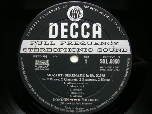 SXL 6050  MOZART: COMPLETE WIND MUSIC Volume 1       BRYMER / LONDON WIND SOLOISTS      ED1