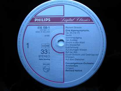 STRAUSS: AN ALPINE SYMPHONY     HAITINK / CONCERTGEBOUW ORCHESTRA     416 156