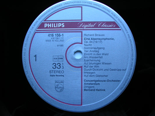 STRAUSS: AN ALPINE SYMPHONY     HAITINK / CONCERTGEBOUW ORCHESTRA     416 156