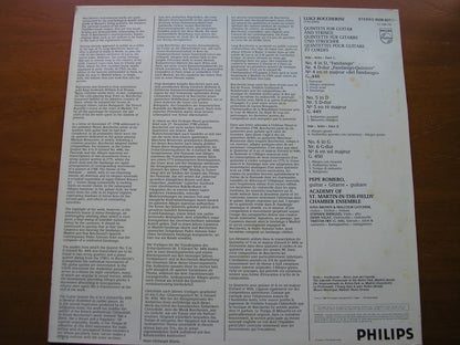 BOCCHERINI:  GUITAR QUINTETS Nos. 4 / 5 / 6        ROMERO / ACADEMY OF St MARTIN IN THE FIELDS      9500 621