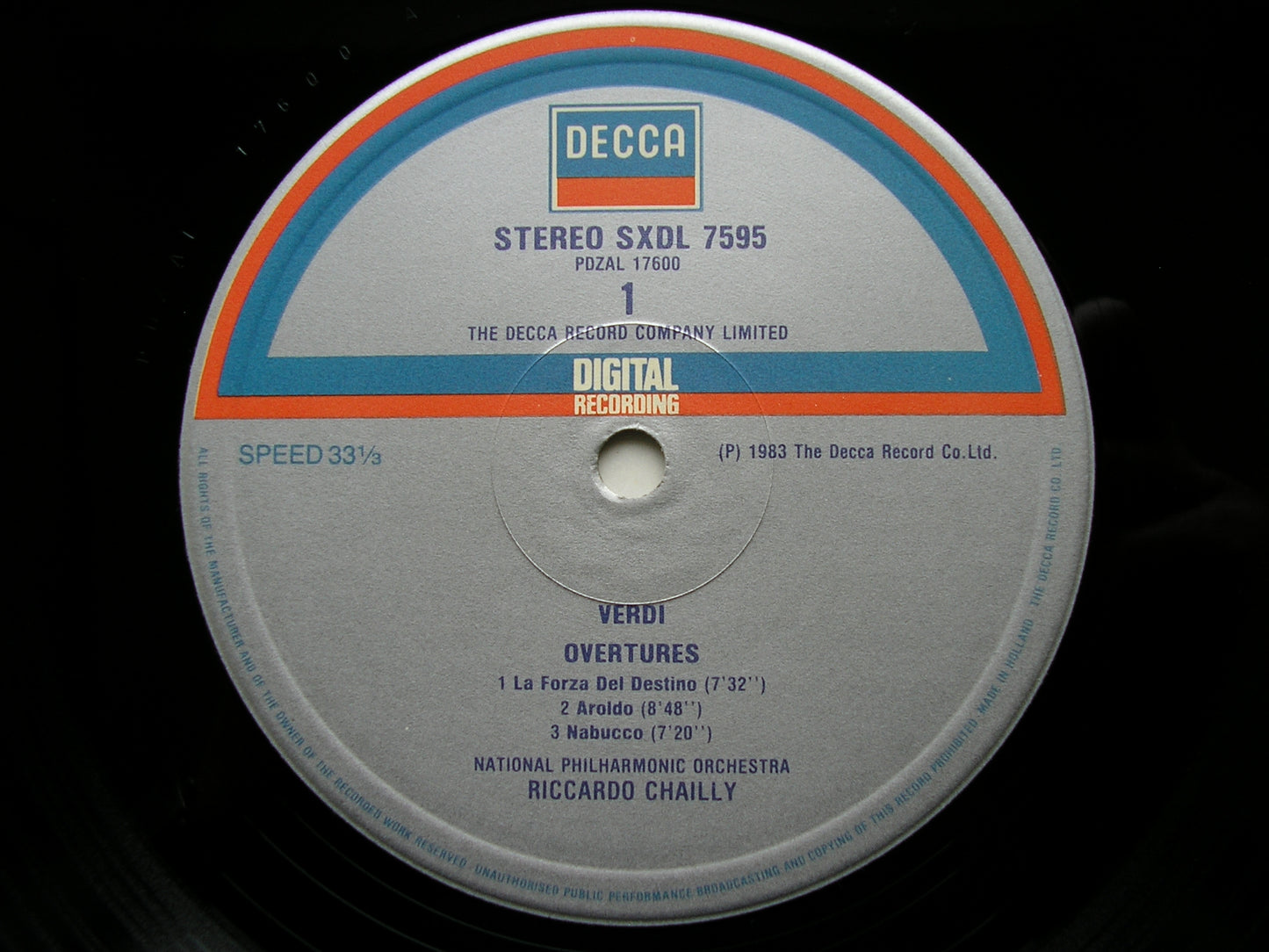 VERDI: OPERA OVERTURES     CHAILLY / NATIONAL PHILHARMONIC     SXDL 7595