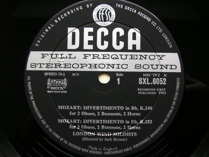 SXL 6052  MOZART: COMPLETE WIND MUSIC Volume 4      BRYMER / LONDON WIND SOLOISTS        ED1