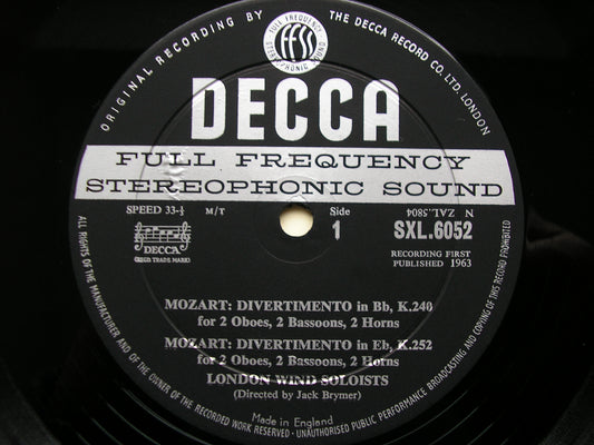 SXL 6052  MOZART: COMPLETE WIND MUSIC Volume 4      BRYMER / LONDON WIND SOLOISTS        ED1