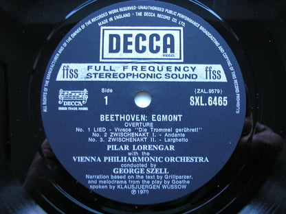 BEETHOVEN: EGMONT Incidental Music    LORENGAR / WUSSOW / VIENNA PHILHARMONIC / SZELL    SXL 6465