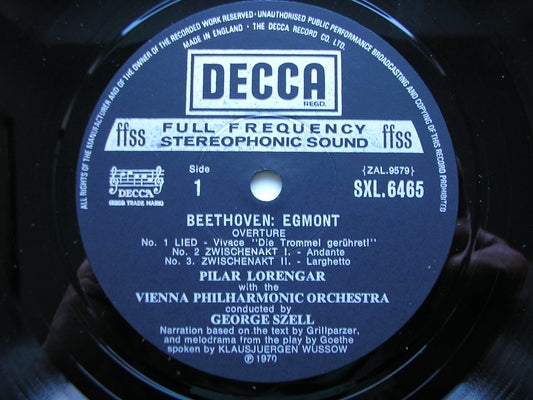 BEETHOVEN: EGMONT Incidental Music    LORENGAR / WUSSOW / VIENNA PHILHARMONIC / SZELL    SXL 6465