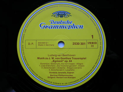 BEETHOVEN: EGMONT  Incidental Music      JANOWITZ / SCHELLOW / BERLIN PHILHARMONIC / KARAJAN     2530 301