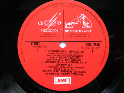 RACHMANINOV: SYMPHONY No.3 / MOUSSORGSKY: PRELUDE 'Khovantschina'       SVETLANOV / MRSO      ASD 2646