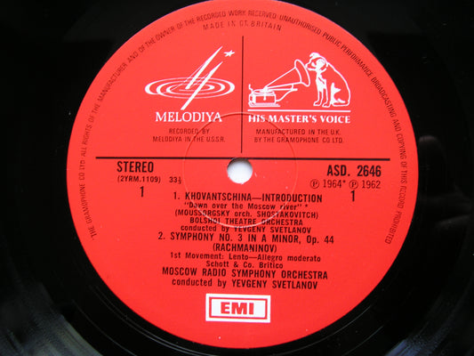 RACHMANINOV: SYMPHONY No.3 / MOUSSORGSKY: PRELUDE 'Khovantschina'       SVETLANOV / MRSO      ASD 2646