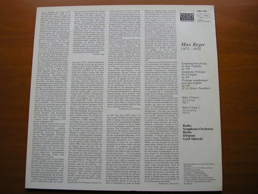 REGER: SYMPHONIC PROLOGUE FOR A TRAGEDY Op. 108     BERLIN RADIO SYMPHONY / ALBRECHT    VMS 1605