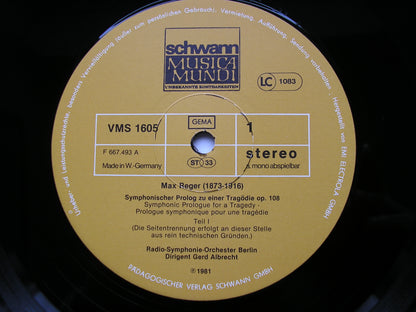 REGER: SYMPHONIC PROLOGUE FOR A TRAGEDY Op. 108     BERLIN RADIO SYMPHONY / ALBRECHT    VMS 1605