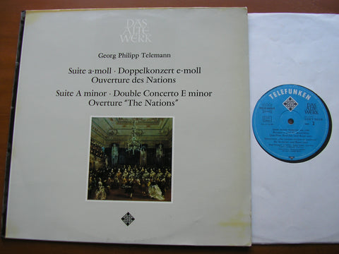 TELEMANN: SUITE in A / DOUBLE CONCERTO in E / OVERTURE 'The Nations'      BRUGGEN / LEONHARDT / AMSTERDAM CHAMBER ORCHESTRA / RIEU      SAWT 9413