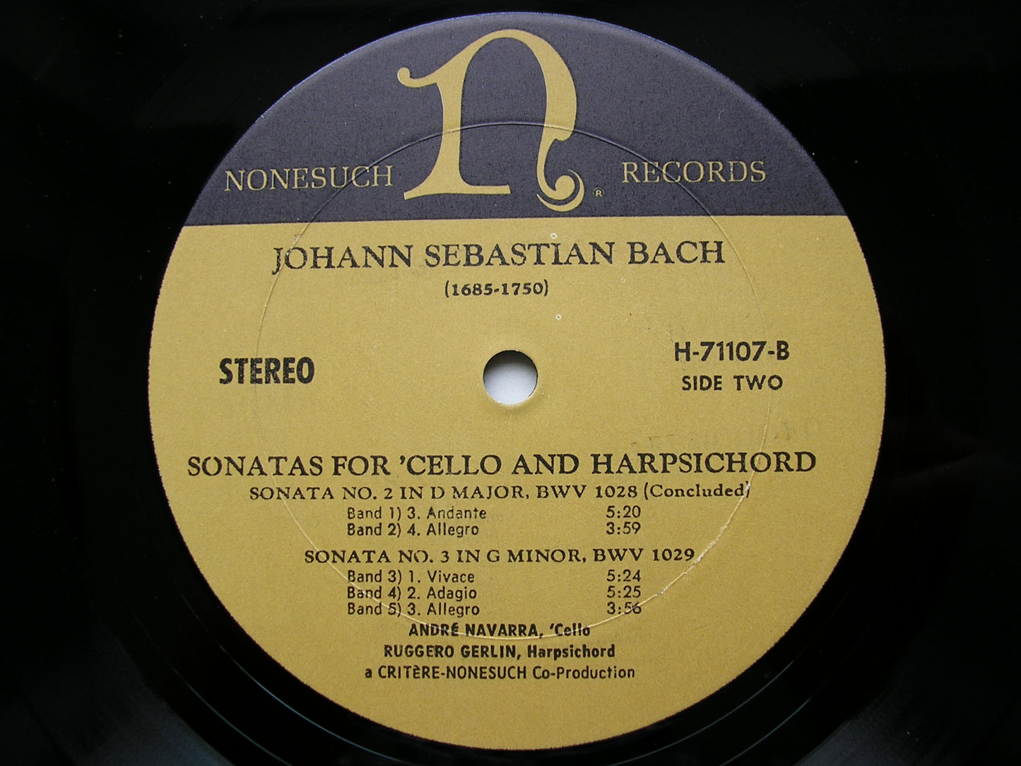 BACH: SONATAS FOR CELLO & HARPSICHORD   BWV 1027/29      NAVARRA / GERLIN     H-71107