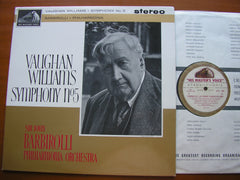 VAUGHAN WILLIAMS: SYMPHONY No. 5     BARBIROLLI / PHILHARMONIA     ASD 508