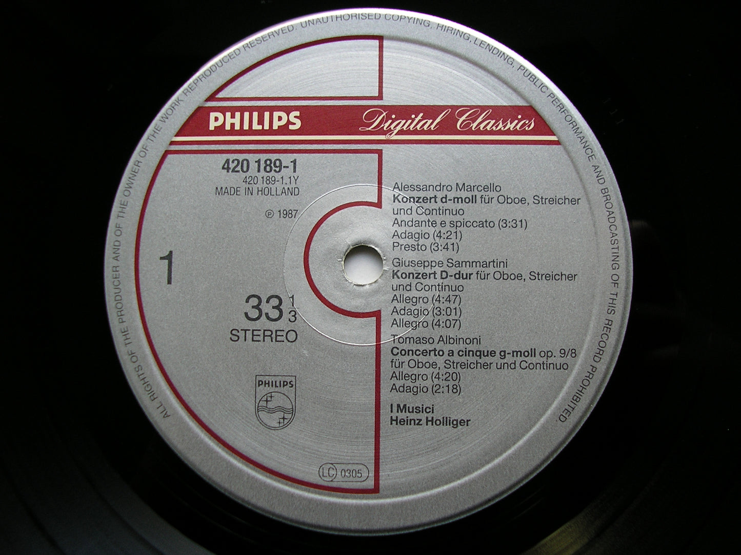 ALBINONI / CIMAROSA / MARCELLO / SAMMARTINI / LOTTI : OBOE CONCERTOS    HOLLIGER / I MUSICI      420 189