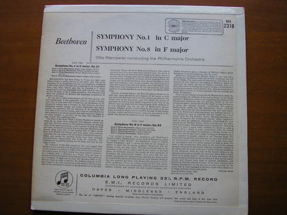 SAX 2318  BEETHOVEN: SYMPHONIES Nos. 1 & 8     KLEMPERER / PHILHARMONIA