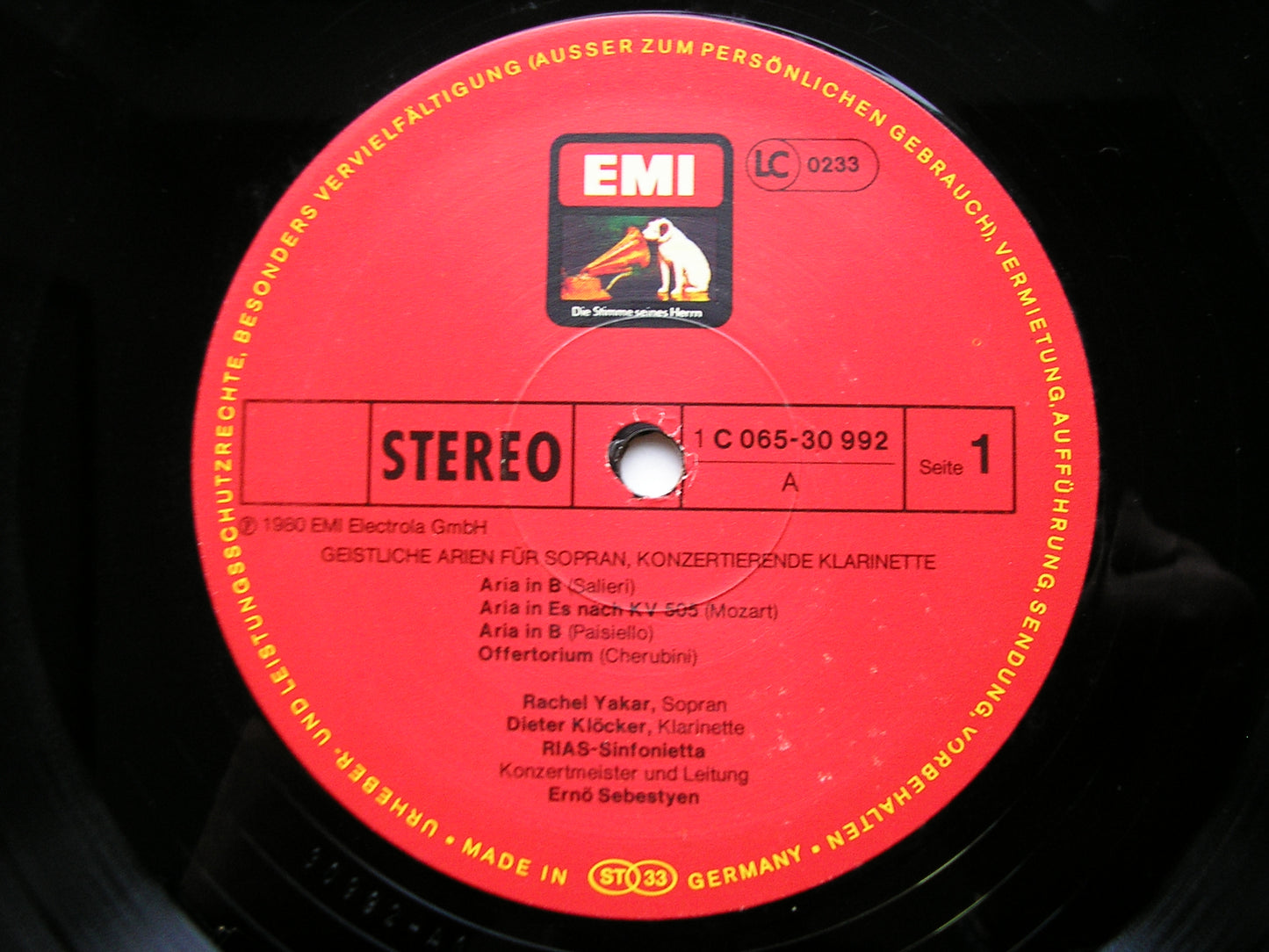 SALIERI / PAER / CHERUBINI / MOZART / SCHUBERT / SARTI / PAISIELLO / GUGLIELMI: SACRED ARIAS      YAKAR / KLOCKER / RIAS          SINFONIETTA / SEBESTYEN      065 30 992