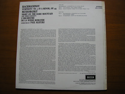 RACHMANINOV: SYMPHONY No. 3 / MUSSORGSKY: NIGHT ON BARE MOUNTAIN      KLETZKI / SUISSE ROMANDE      SXL 6399