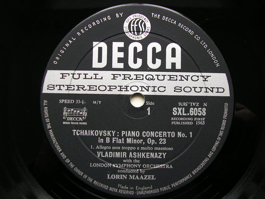 SXL 6058  TCHAIKOVSKY: PIANO CONCERTO No. 1      ASHKENAZY / LONDON SYMPHONY / MAAZEL     ED1