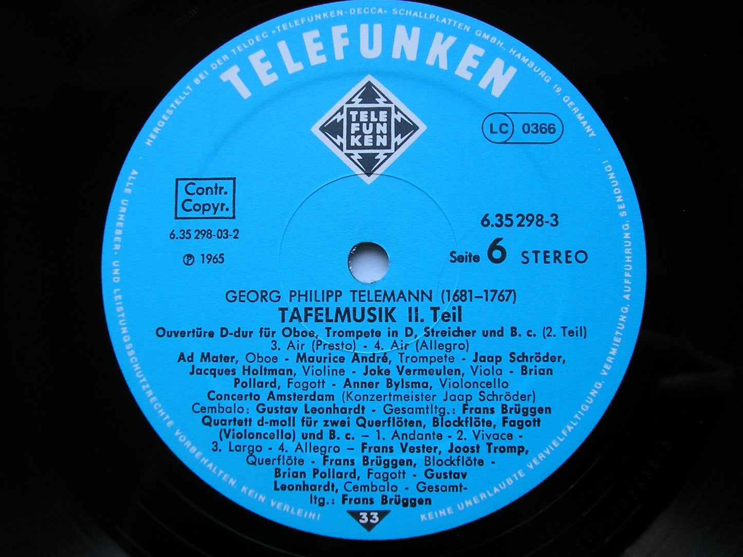TELEMANN: TAFELMUSIK (1733)  Productions 1 / 2 / 3    SOLOISTS / CONCERT) AMSTERDAM / BRUGGEN     6LP     6.35298