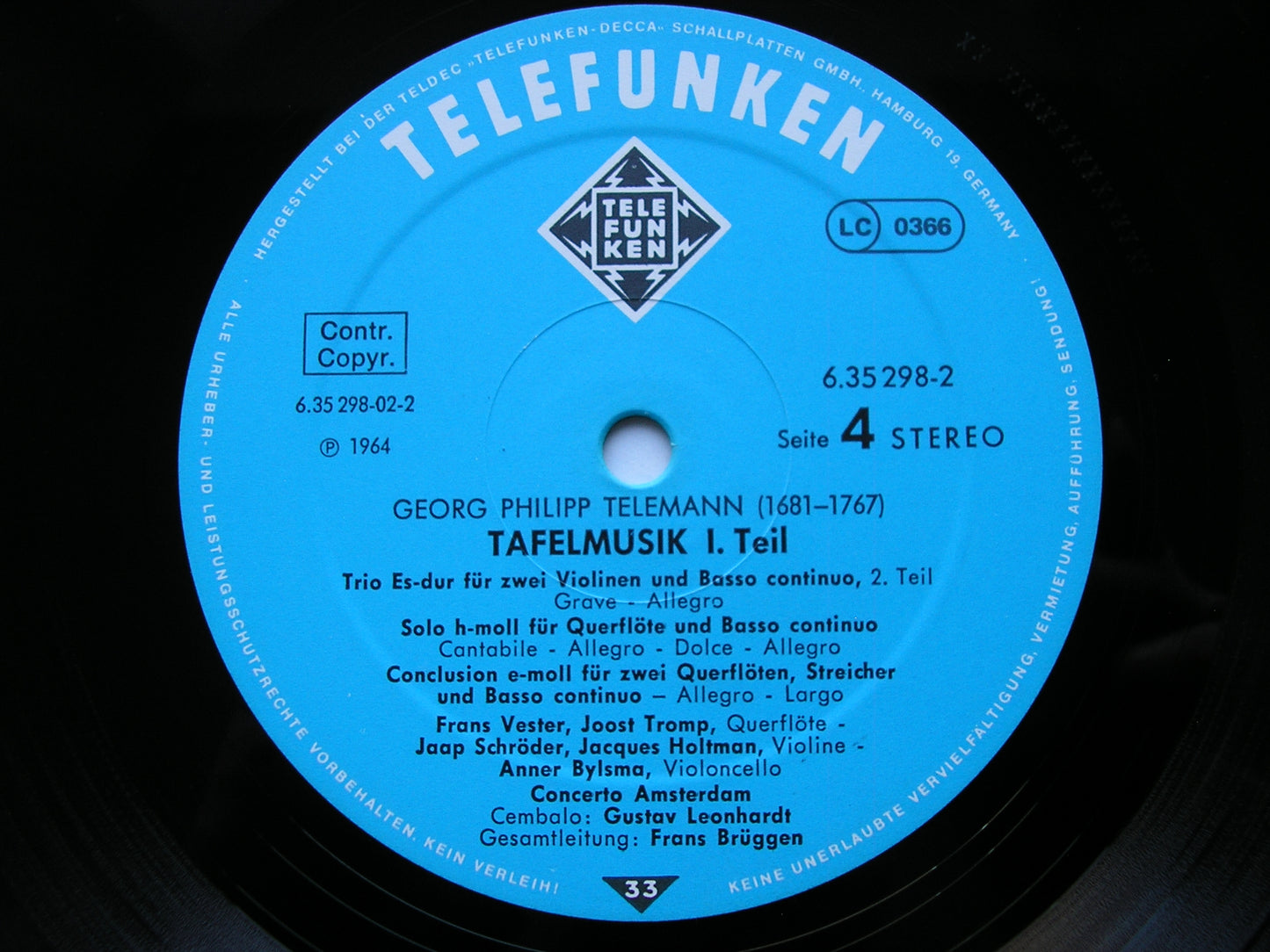 TELEMANN: TAFELMUSIK (1733)  Productions 1 / 2 / 3    SOLOISTS / CONCERT) AMSTERDAM / BRUGGEN     6LP     6.35298