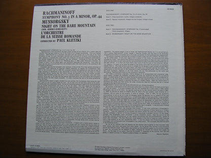 RACHMANINOV: SYMPHONY No. 3 / MUSSORGSKY: NIGHT ON BARE MOUNTAIN     KLETZKI / SUISSE ROMANDE     CS 6622