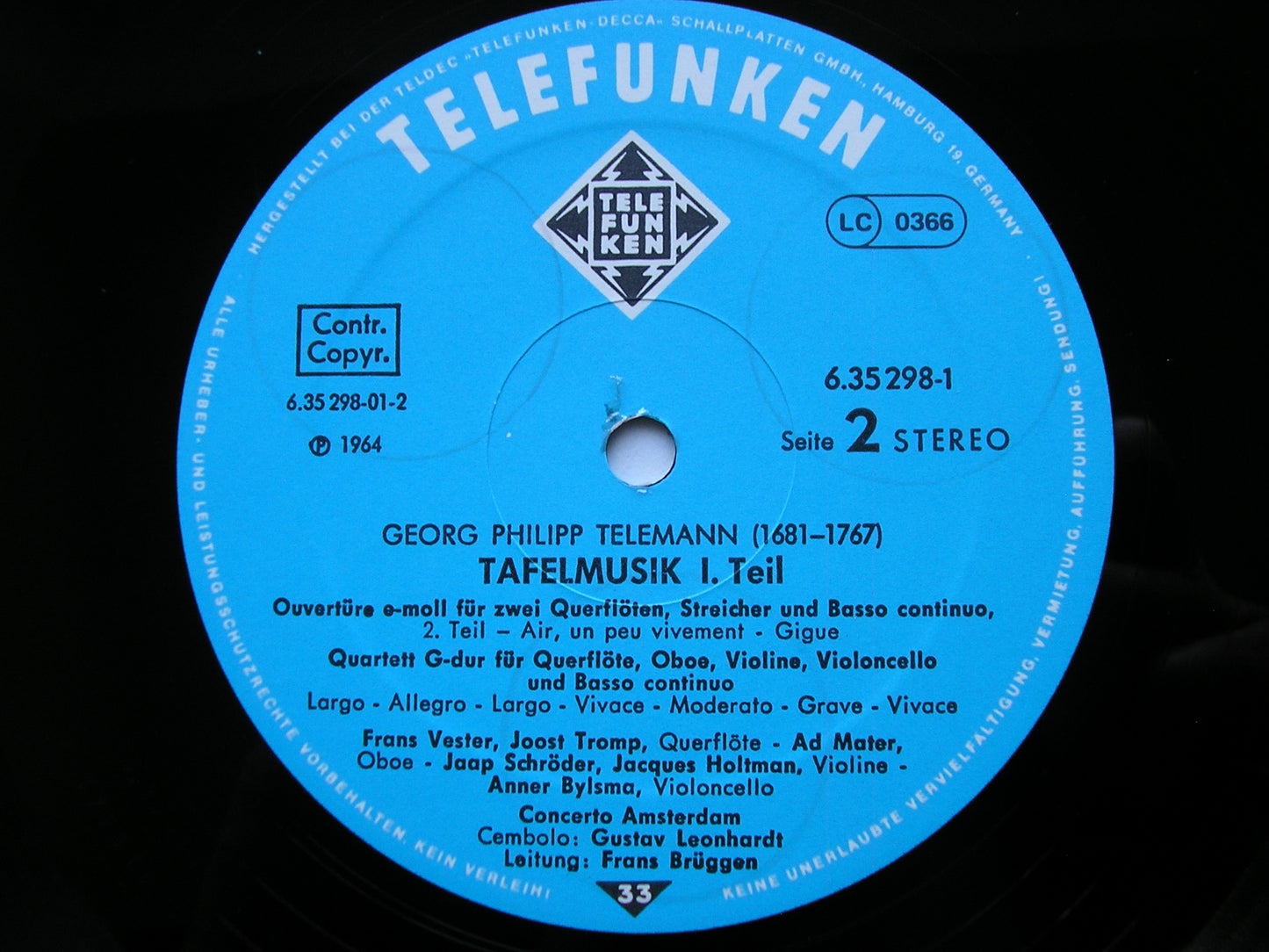 TELEMANN: TAFELMUSIK (1733)  Productions 1 / 2 / 3    SOLOISTS / CONCERT) AMSTERDAM / BRUGGEN     6LP     6.35298