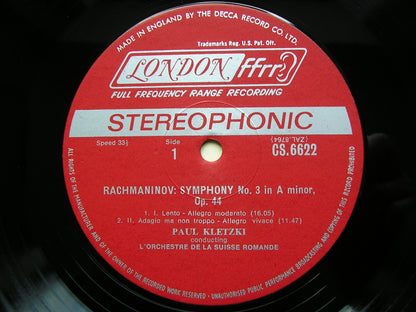 RACHMANINOV: SYMPHONY No. 3 / MUSSORGSKY: NIGHT ON BARE MOUNTAIN     KLETZKI / SUISSE ROMANDE     CS 6622
