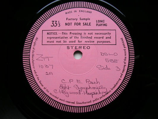 BACH CPE: EIGHT SYMPHONIES      HOGWOOD / ACADEMY OF ANCIENT MUSIC   2LP     test pressing     DSLO 557-8