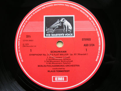 SCHUMANN: SYMPHONY No. 3 / KONZERTSTUCK FOR 4 HORNS & ORCHESTRA Op. 86       TENNSTEDT / BERLIN PHILHARMONIC       ASD 3724