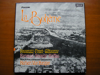 PUCCINI: LA BOHEME    PAVAROTTI / FRENI / GHIAUROV / BERLIN PHILHARMONIC / KARAJAN    2LP   test pressing    SET 565-6