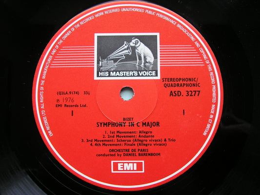 BIZET: SYMPHONY in C / THE FAIR MAID OF PERTH Suite / OVERTURE Patrie      DANIEL BARENBOIM / ORCHESTRE de PARIS     ASD 3277