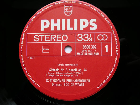 RACHMANINOV: SYMPHONY No. 3 / THE ROCK       DE WAART / ROTTERDAM PHILHARMONIC     9500 302