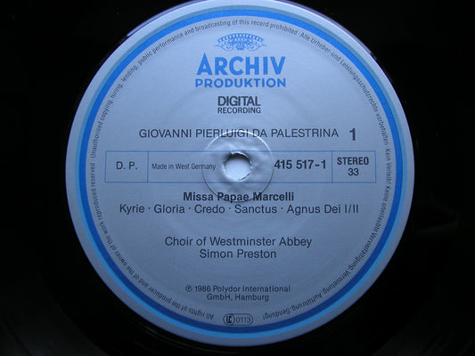 PALESTRINA: MISSA PAPAE MARCELLI / ALLEGRI: MISERERE     WESTMINSTER ABBEY CHOIR / PRESTON     415 517