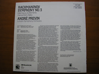 RACHMANINOV: SYMPHONY No. 3 / ALEKO Intermezzo / Women's Dance      PREVIN / LONDON SYMPHONY      ASD 3369