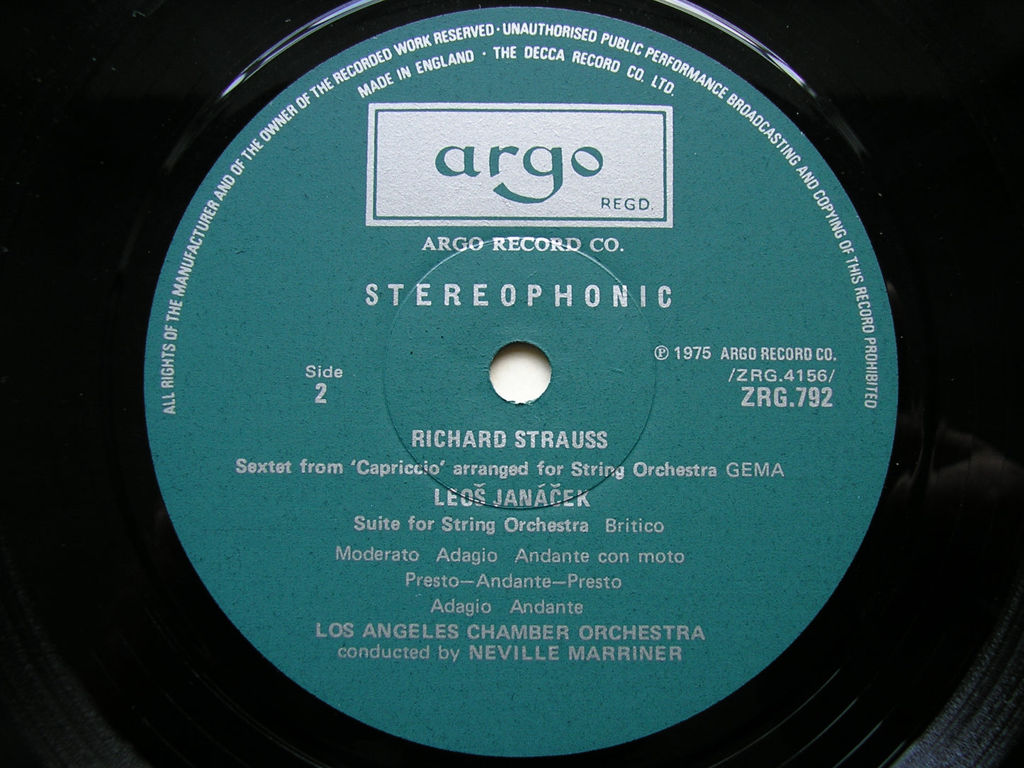 JANACEK / STRAUSS / SUK: MUSIC FOR STRINGS      MARRINER / LOS ANGELES CHAMBER ORCHESTRA   ZRG 792