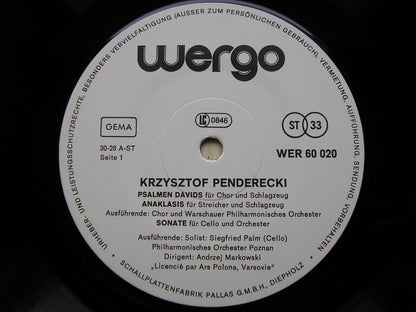 PENDERECKI: PSALMEN DAVIDS / ANAKLASIS / SONATA FOR CELLO & ORCHESTRA / FLUORESCENCES     PALM / WARSAW PHILHARMONIC / MARKOWSKI