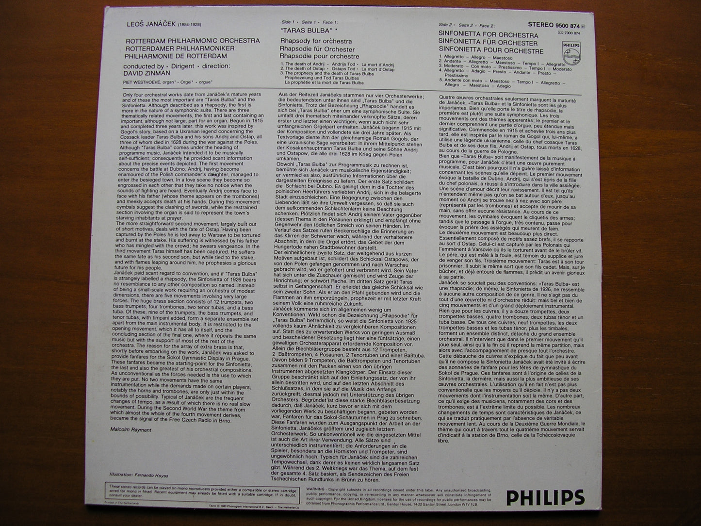 JANACEK: SINFONIETTA / TARAS BULBA     ZINMAN / ROTTERDAM PHILHARMONIC     9500 874