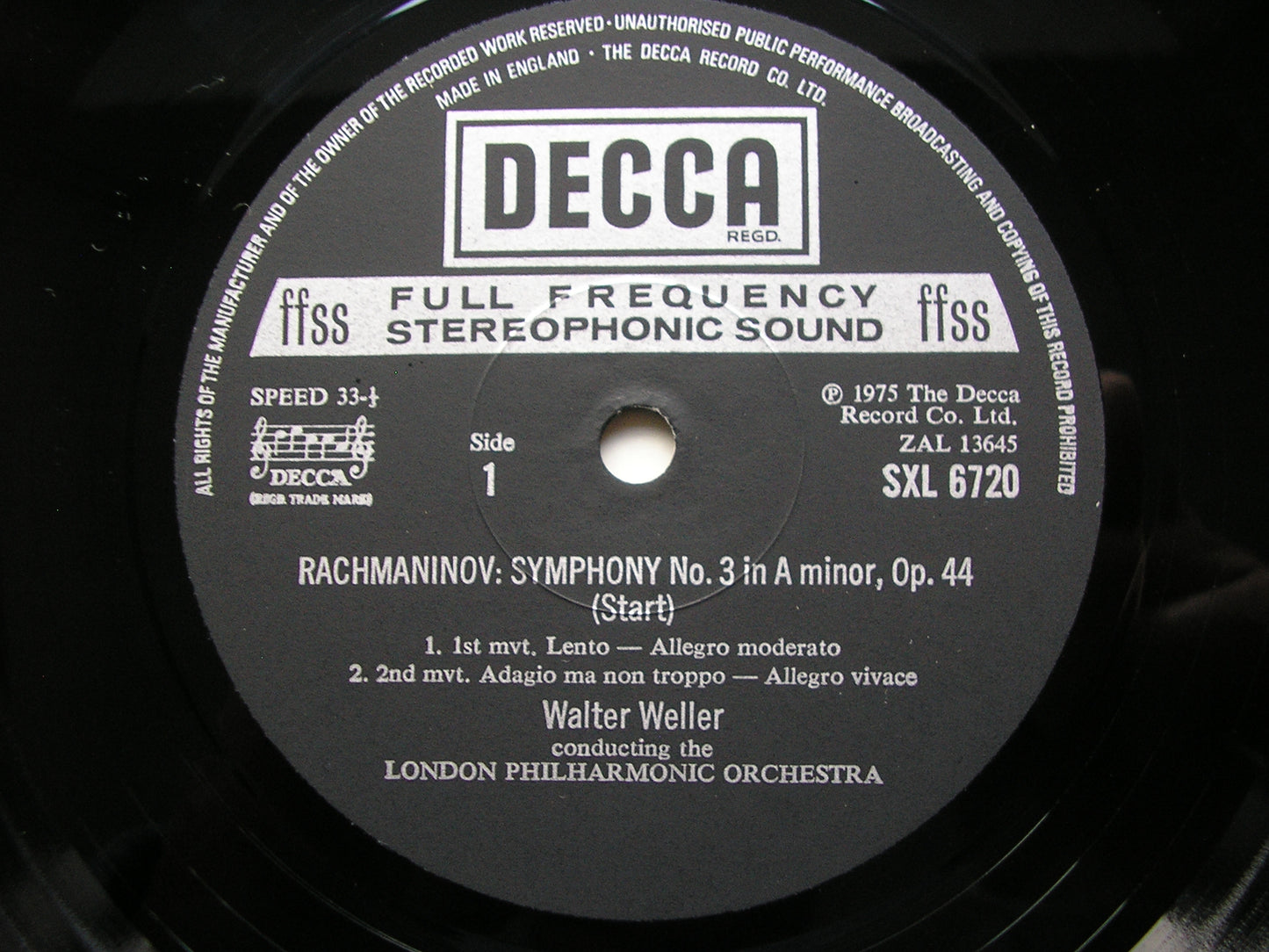 RACHMANINOV: SYMPHONY No. 3 / THE ROCK       WELLER / LONDON PHILHARMONIC     SXL 6720